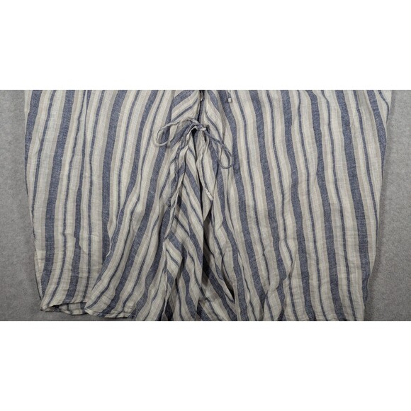 CP Shades Women Cardian Small Oversize Linen Striped Flowy Tie Front Lounge - Picture 3 of 9